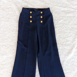 Sezane Midnight Blue Trousers with Brass Accents